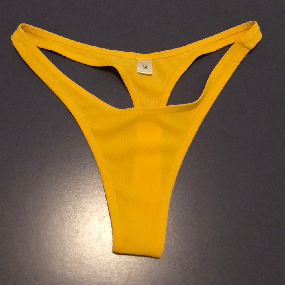 Yellow thong bikini bottoms